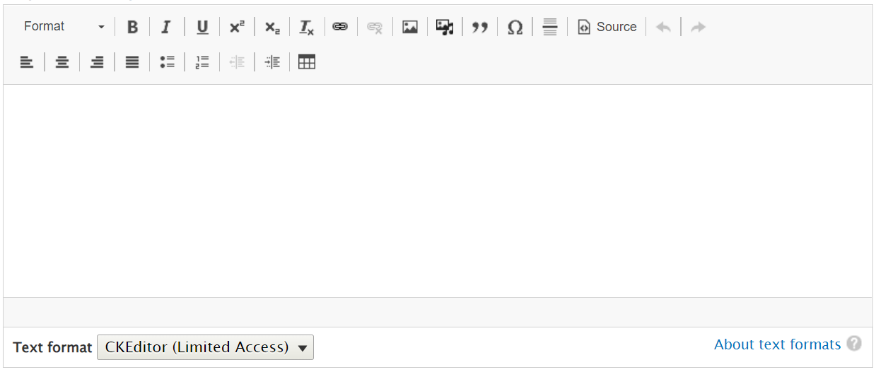 Screenshot of Drupal's default text editor, CKEditor